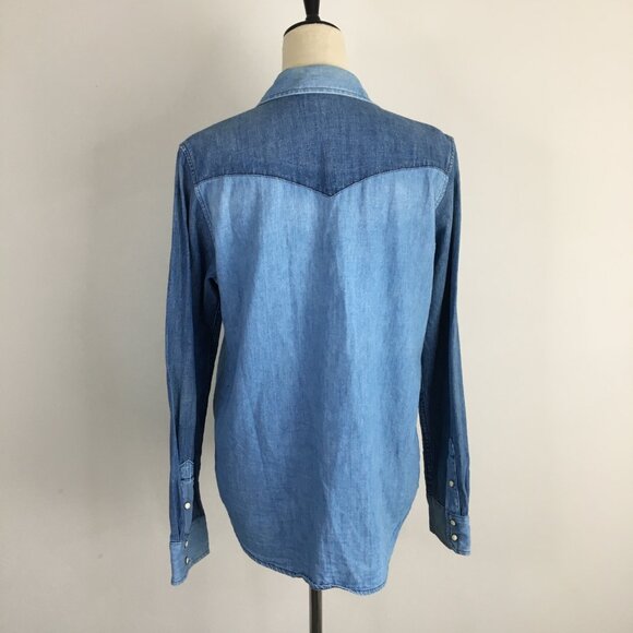 MOTHER Snap Button ALL My EX'S Picking Up The Piece Long Sleeve Chambray Shirt - Picture 10 of 16